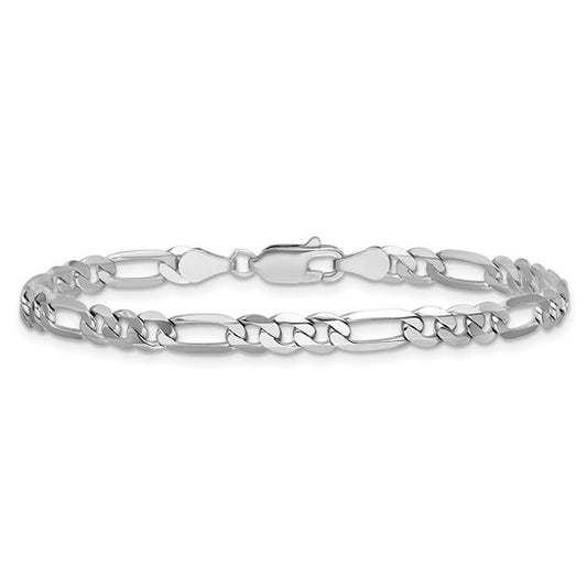 14k White Gold Flat Figaro Link Bracelet - 4.50mm