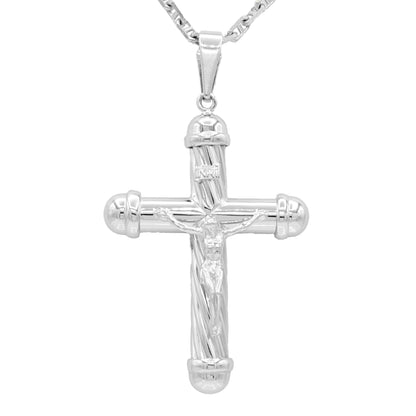 14k White Crucifix Pendant