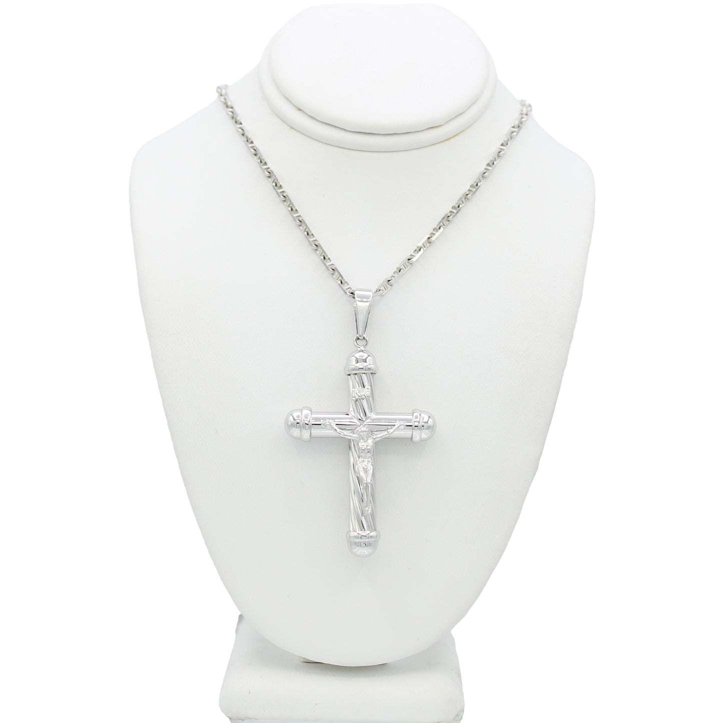 14k White Crucifix Pendant