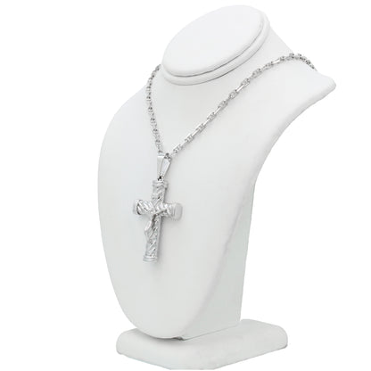 14k White Crucifix Pendant