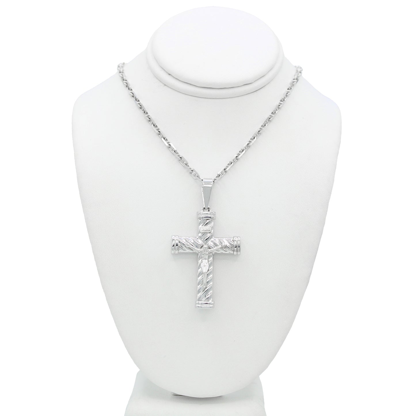 14k White Crucifix Pendant