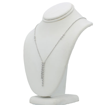 14k White Gold Diamond-Cut Beaded Drop Necklace