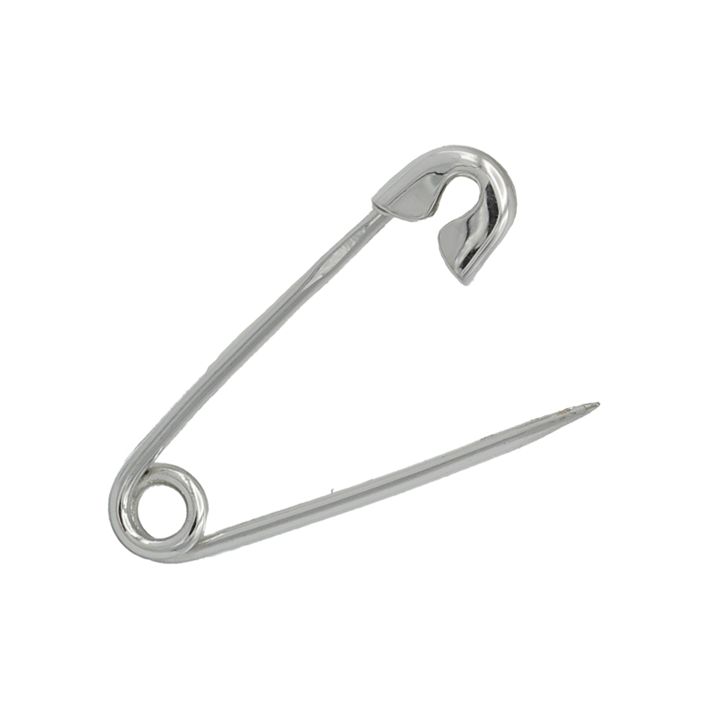 14k White Gold Polished Safety Pin Brooch