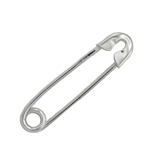 14k White Gold Polished Safety Pin Brooch