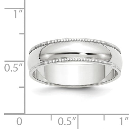 14k Milgrain Half Round Standard Wedding Bands - 6.00 mm