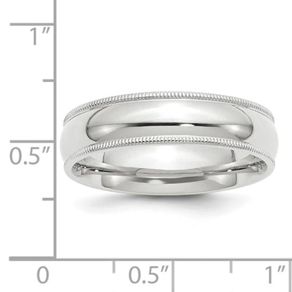 14k Milgrain Half Round Comfort Fit Wedding Bands - 6.00 mm