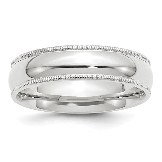 14k Milgrain Half Round Comfort Fit Wedding Bands - 6.00 mm