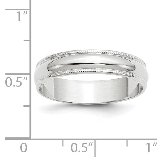 14k Milgrain Half Round Lightweight Wedding Bands - 5.00 mm