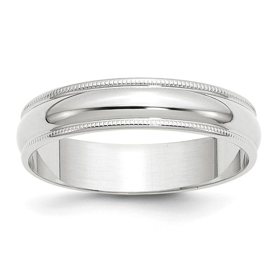 14k Milgrain Half Round Lightweight Wedding Bands - 5.00 mm