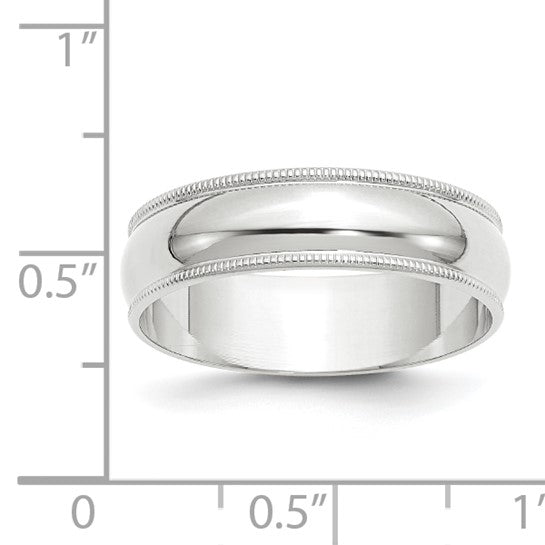 14k Milgrain Half Round Lightweight Wedding Bands - 6.00 mm