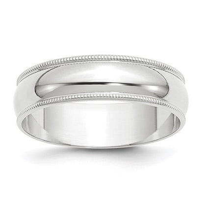 14k Milgrain Half Round Lightweight Wedding Bands - 6.00 mm