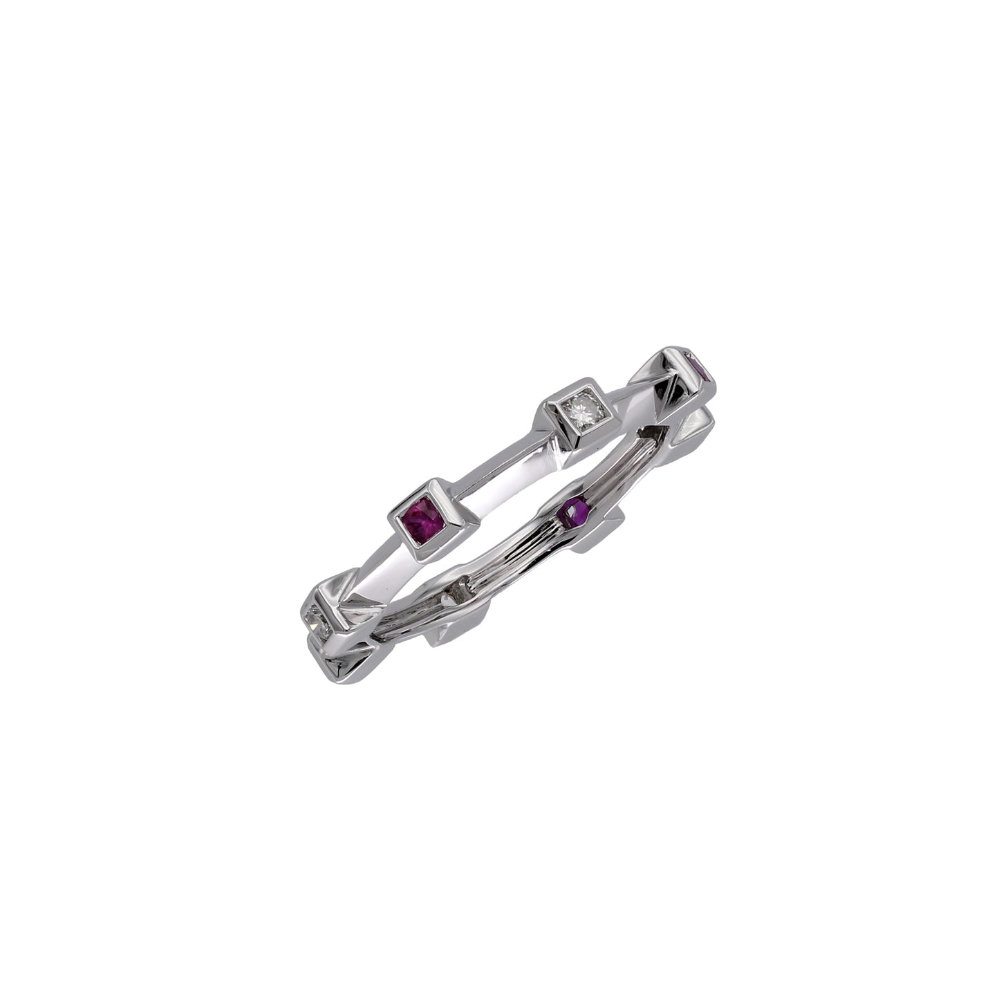 14k White Gold Diamond & Ruby Eternity Band Ring