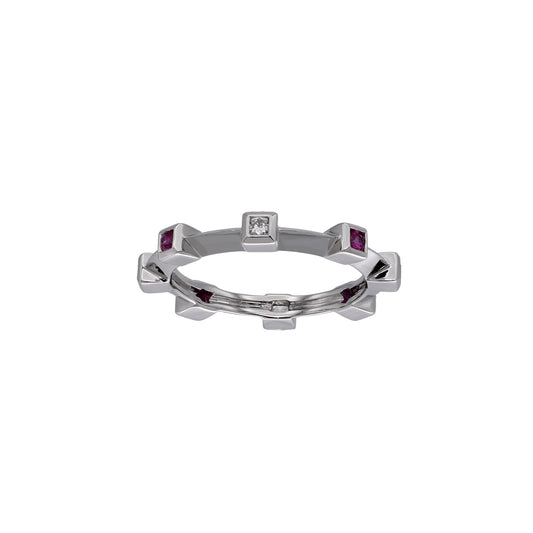 14k White Gold Diamond & Ruby Eternity Band Ring