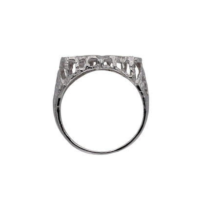 14k White Gold Diamond Double Heart Ring