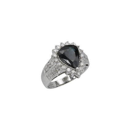 18k White Gold Pear-Cut Sapphire & Diamond Ring