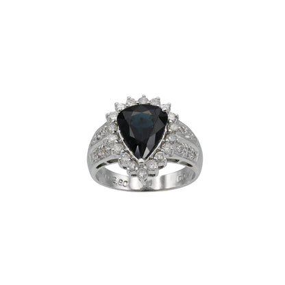 18k White Gold Pear-Cut Sapphire & Diamond Ring