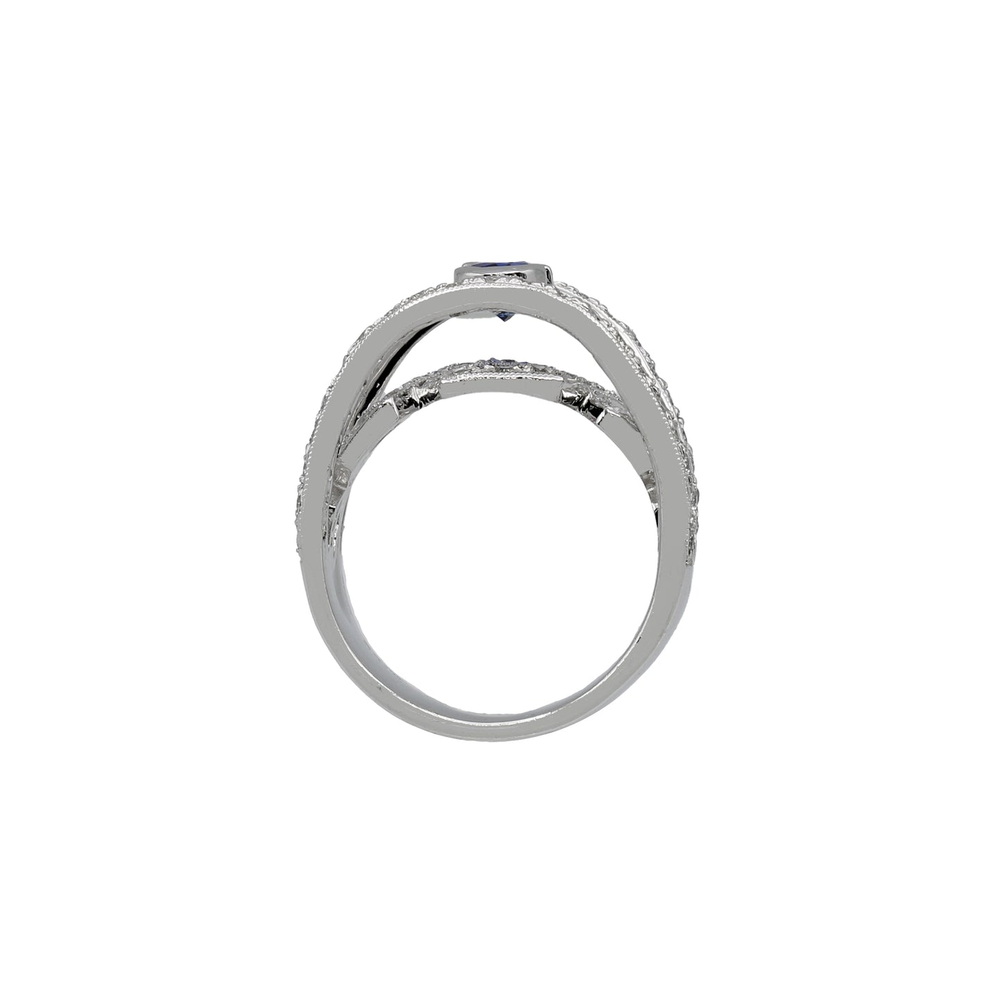 Platinum Diamond & Oval Sapphire Infinity Bridge Ring