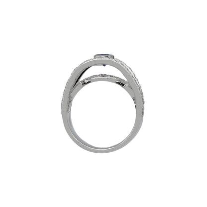 Platinum Diamond & Oval Sapphire Infinity Bridge Ring