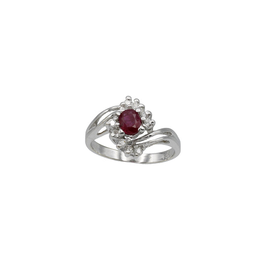 14k White Gold Diamond & Ruby Cocktail Ring