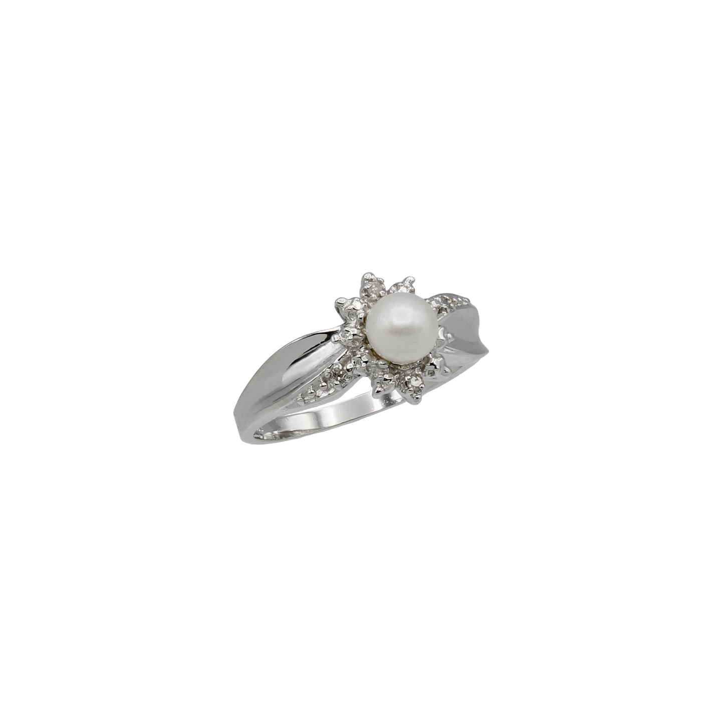 14k White Gold Diamond & Colored Stone Star Halo Birthstone Ring