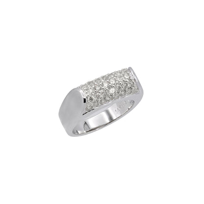 14k White Gold Round Pave Diamond Ring