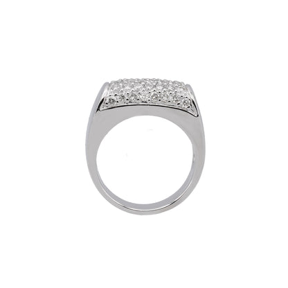 14k White Gold Round Pave Diamond Ring