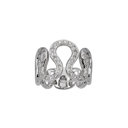 14k White Gold Wavy Pave Diamond Ring