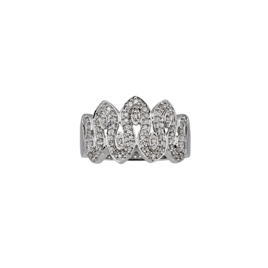 14k White Gold Wavy Diamond Ring