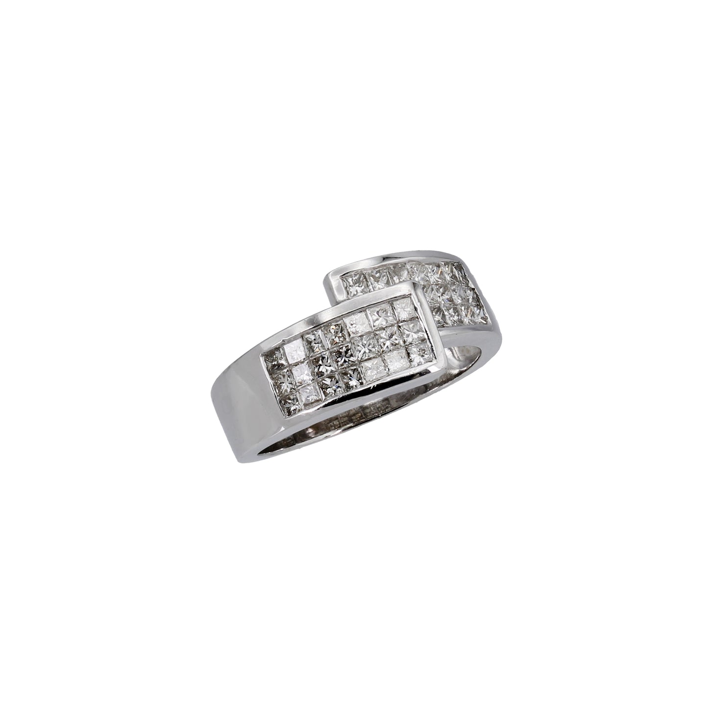 14k White Gold Princess-Cut Invisible Setting Diamond Ring