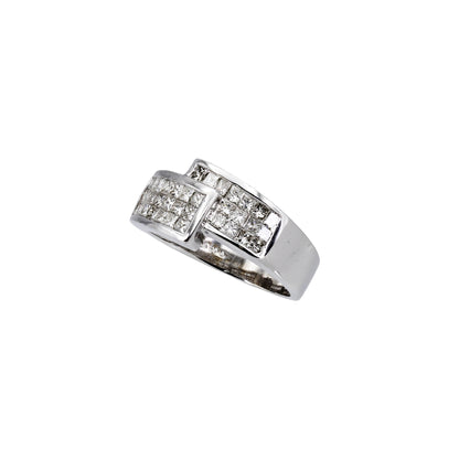 14k White Gold Princess-Cut Invisible Setting Diamond Ring