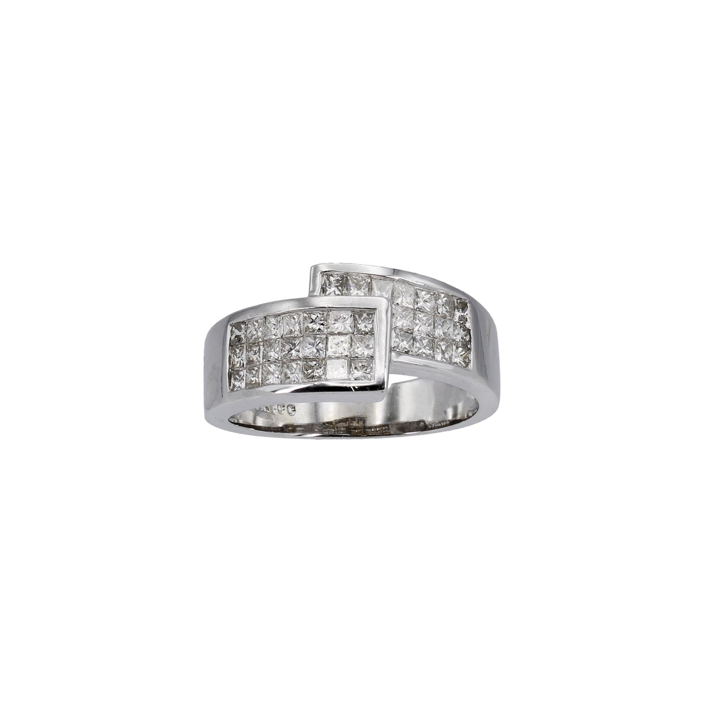 14k White Gold Princess-Cut Invisible Setting Diamond Ring