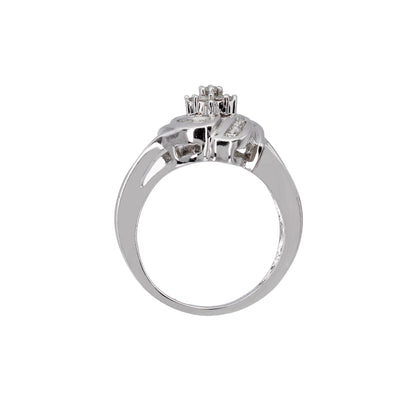 14k White Gold Cocktail Style Diamond Cluster Ring