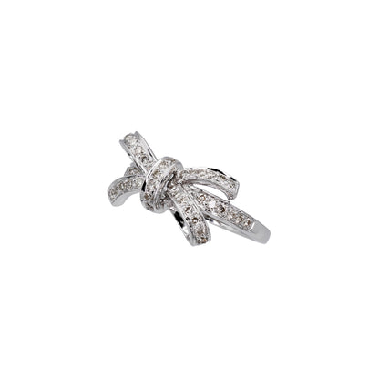 14k White Gold Diamond Bow Ring