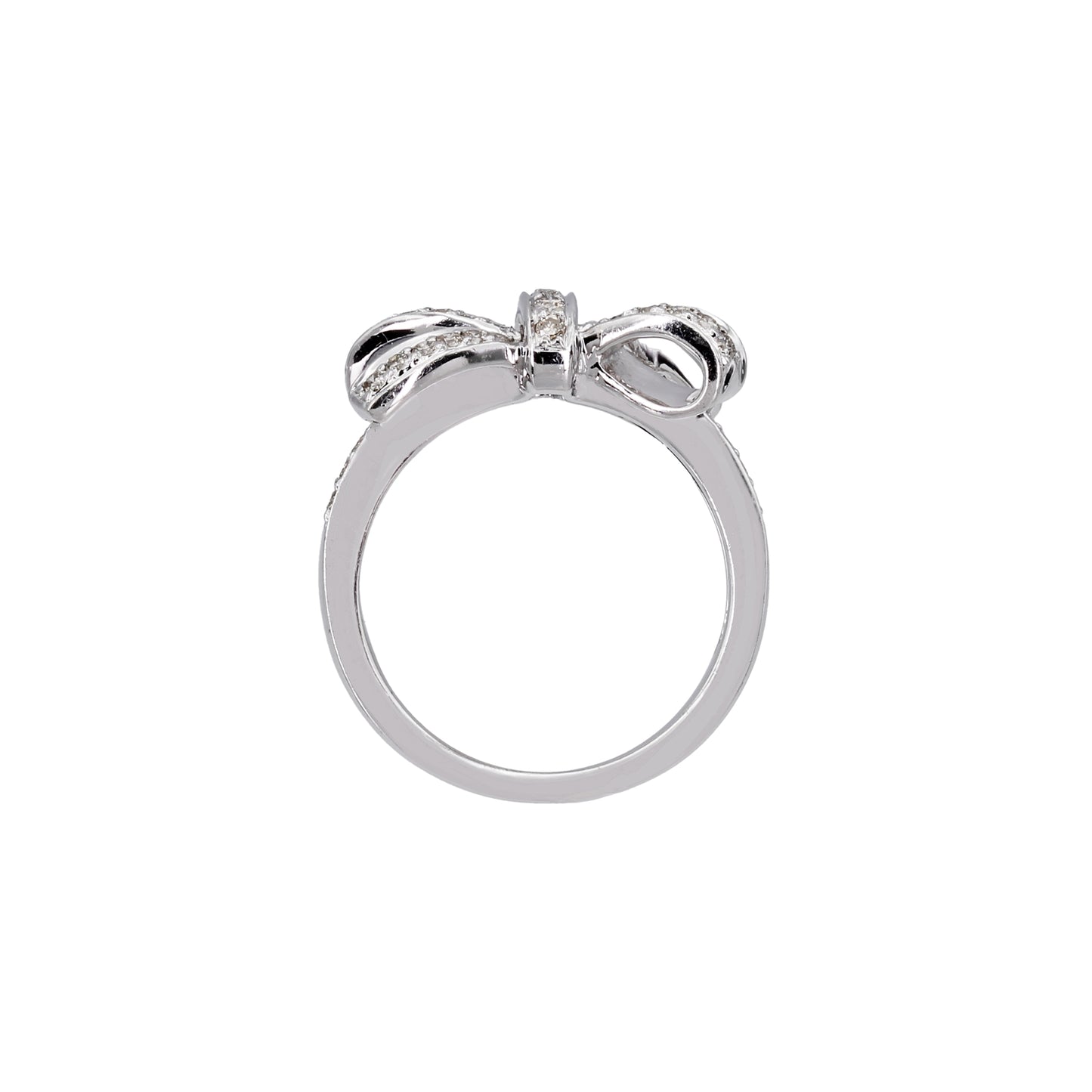 14k White Gold Diamond Bow Ring