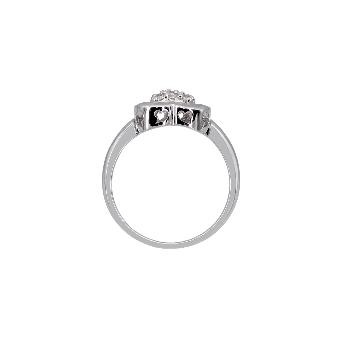 14k White Gold Polished & Brushed Diamond Heart Ring