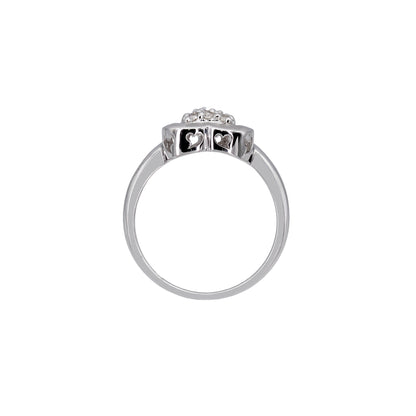 14k White Gold Polished & Brushed Diamond Heart Ring