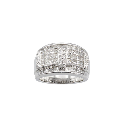 18k White Gold Princess-Cut Invisible-Setting Diamond Ring