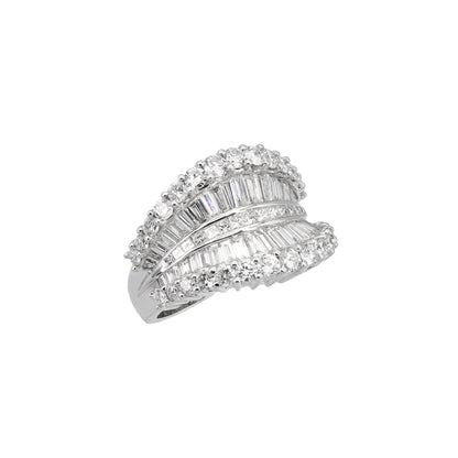 18k White Gold Fancy Wave Diamond Ring