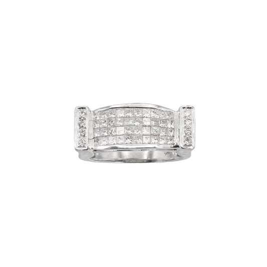 14k White Gold Princess-Cut Invisible-Setting Diamond Ring