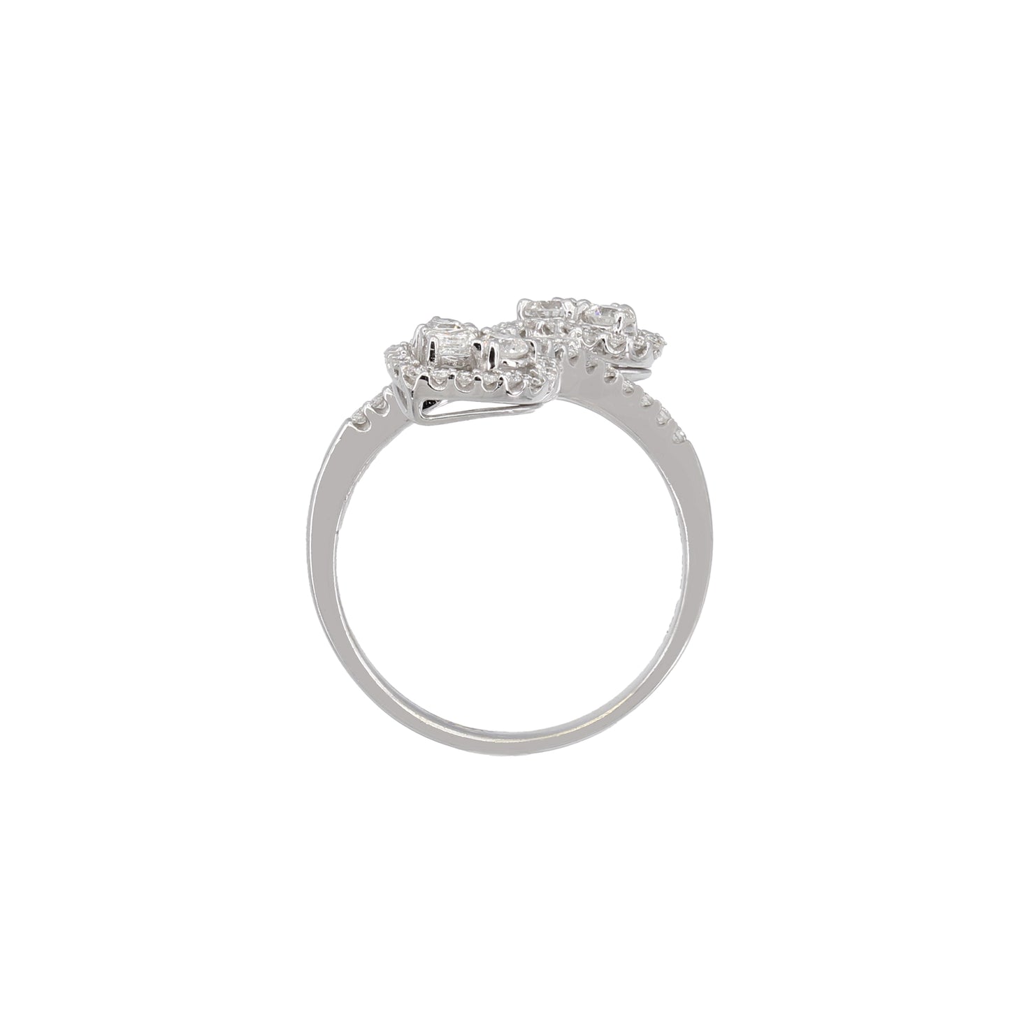 14k White Gold Fancy Round & Princess-Cut Diamond Heart Ring