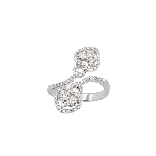 14k White Gold Fancy Round & Princess-Cut Diamond Heart Ring