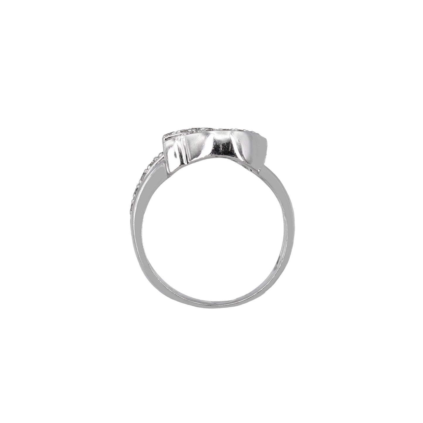 14k White Gold Fancy Diamond Horseshoe Ring