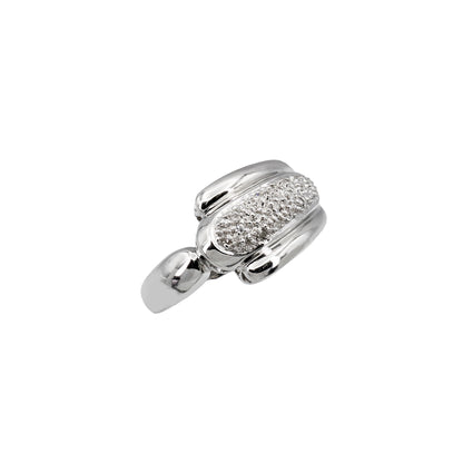 14k White Gold Fancy Filigree Diamond Wave Ring