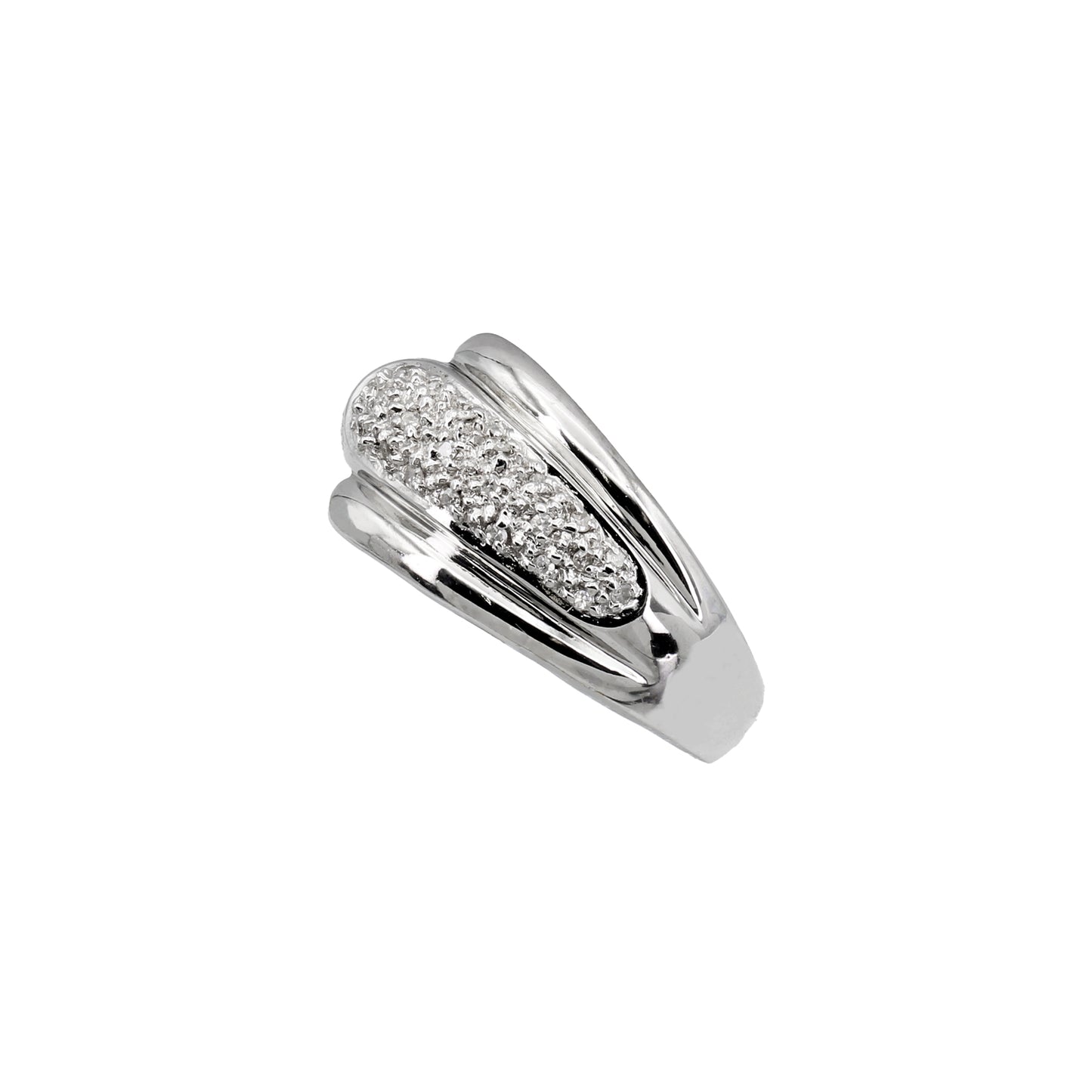 14k White Gold Fancy Filigree Diamond Wave Ring