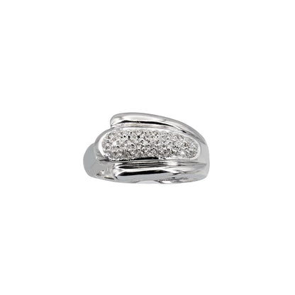 14k White Gold Fancy Filigree Diamond Wave Ring