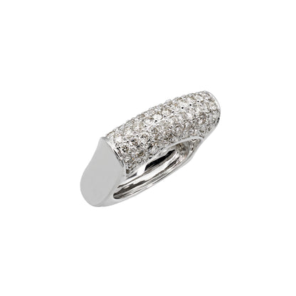 14k White Gold Fancy Pave Diamond Bar Ring