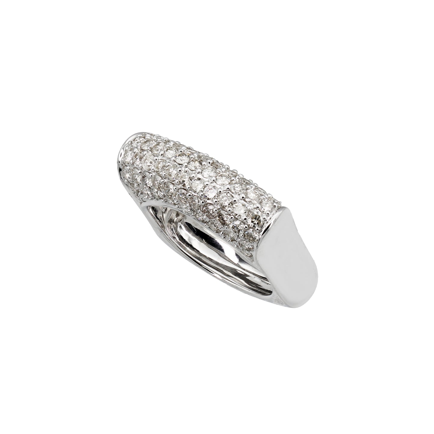 14k White Gold Fancy Pave Diamond Bar Ring