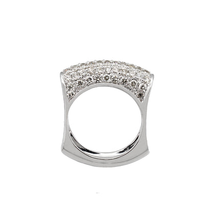 14k White Gold Fancy Pave Diamond Bar Ring