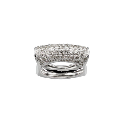 14k White Gold Fancy Pave Diamond Bar Ring