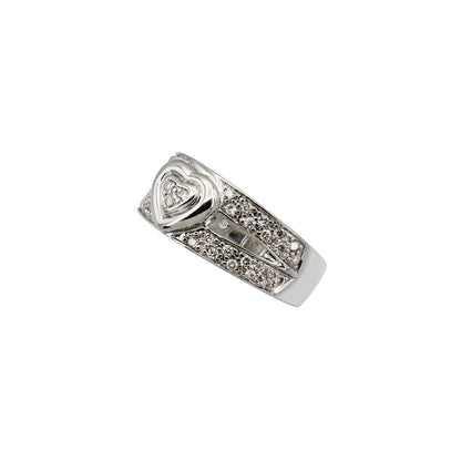 14k White Gold Pave Diamond Heart Ring